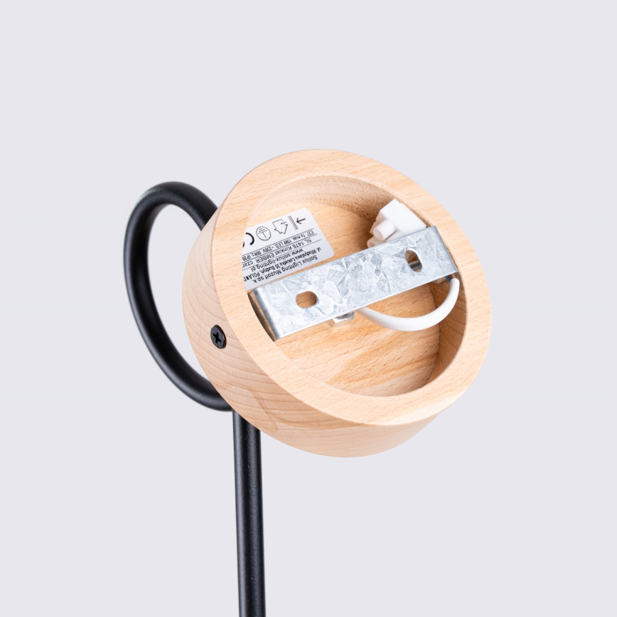 Applique EMBER 1xE27/15W/230V nero/beige/faggio