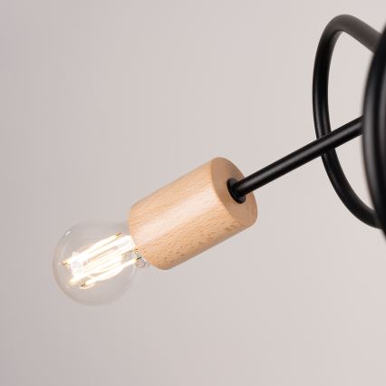 Lampadario a plafone EMBER 3xE27/15W/230V nero/beige/faggio