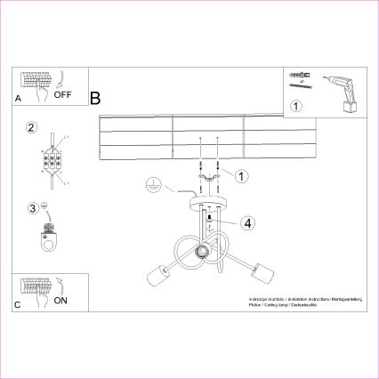 Lampadario a plafone EMBER 3xE27/15W/230V nero/beige/faggio