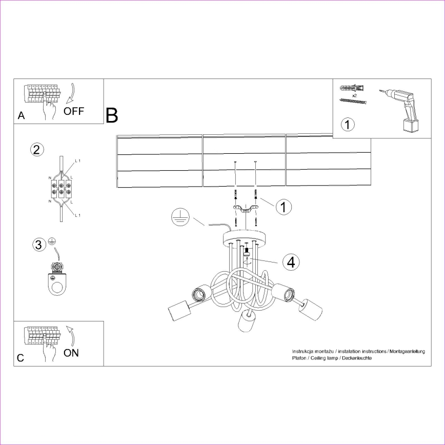 Lampadario a plafone EMBER 5xE27/15W/230V nero/beige/faggio