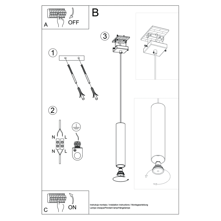 Lampadario a sospensione con filo LAGOS 1xGU10/10W/230V color crema