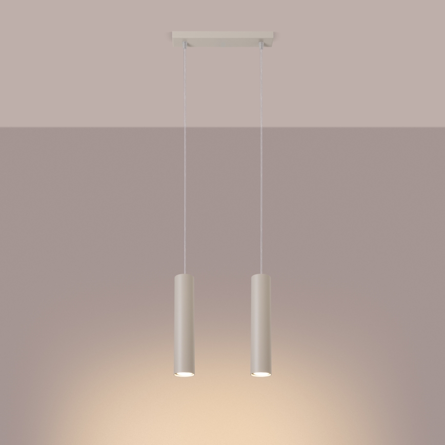 Lampadario a sospensione con filo LAGOS 2xGU10/10W/230V color crema
