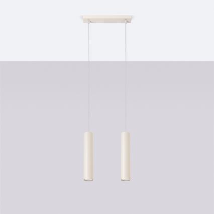 Lampadario a sospensione con filo LAGOS 2xGU10/10W/230V color crema