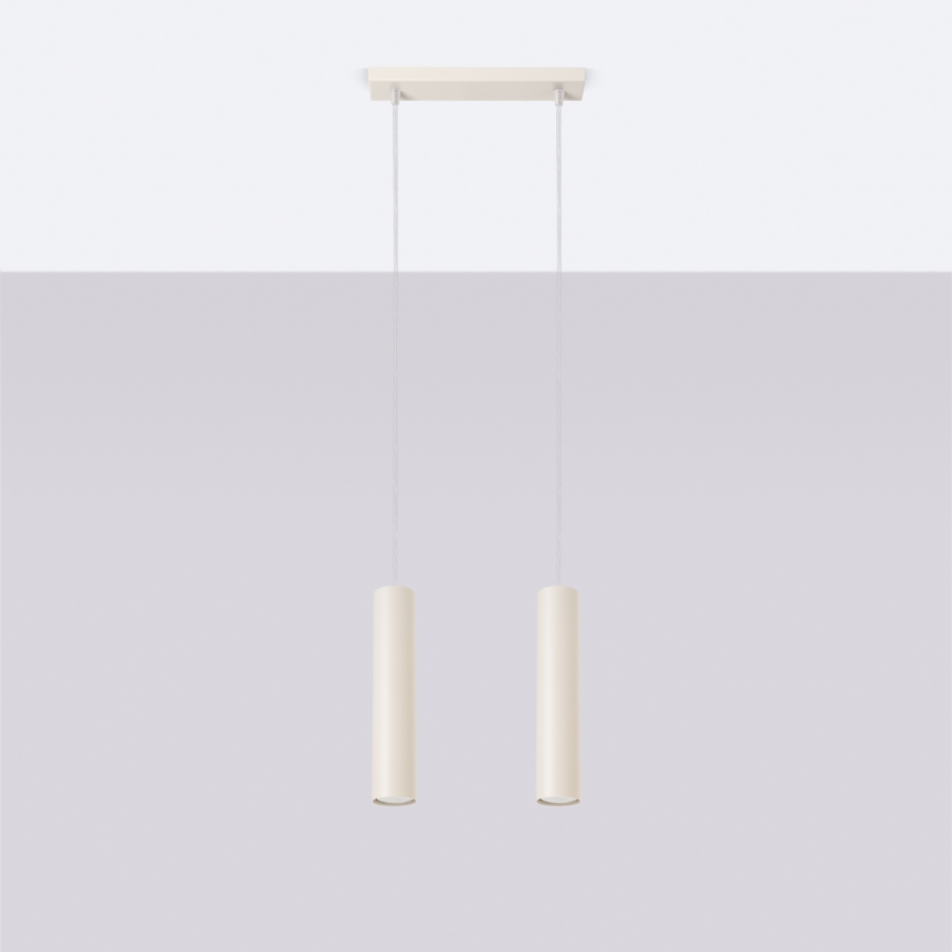 Lampadario a sospensione con filo LAGOS 2xGU10/10W/230V color crema