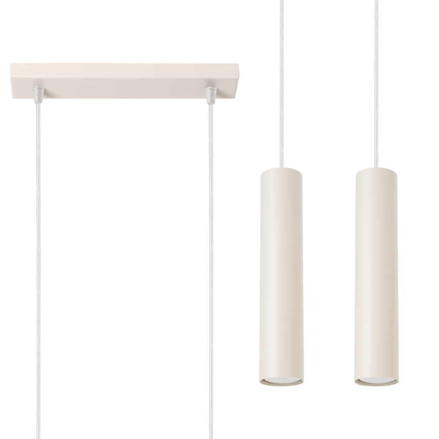 Lampadario a sospensione con filo LAGOS 2xGU10/10W/230V color crema