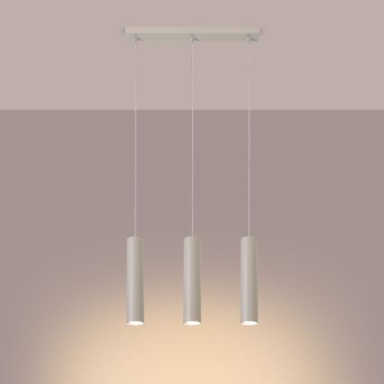 Lampadario a sospensione con filo LAGOS 3xGU10/10W/230V color crema