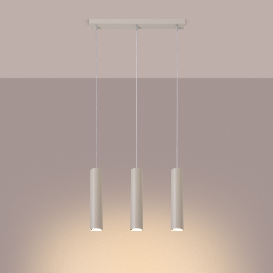 Lampadario a sospensione con filo LAGOS 3xGU10/10W/230V color crema