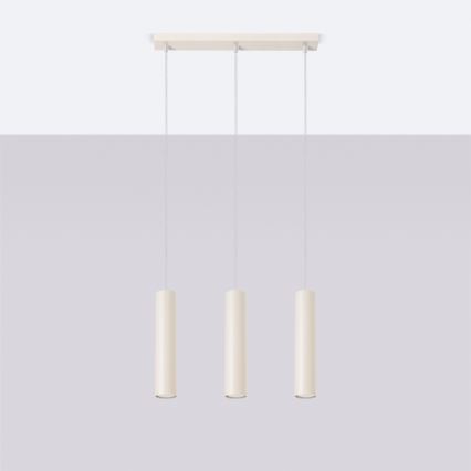 Lampadario a sospensione con filo LAGOS 3xGU10/10W/230V color crema