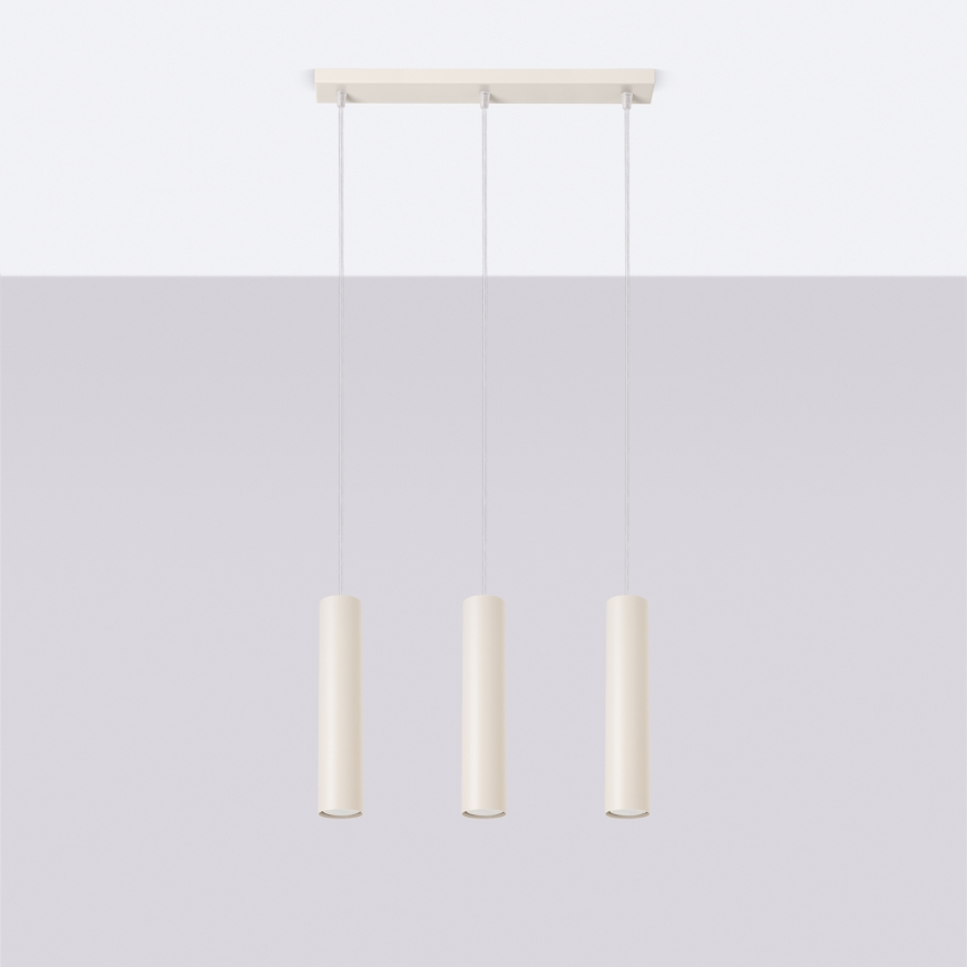 Lampadario a sospensione con filo LAGOS 3xGU10/10W/230V color crema