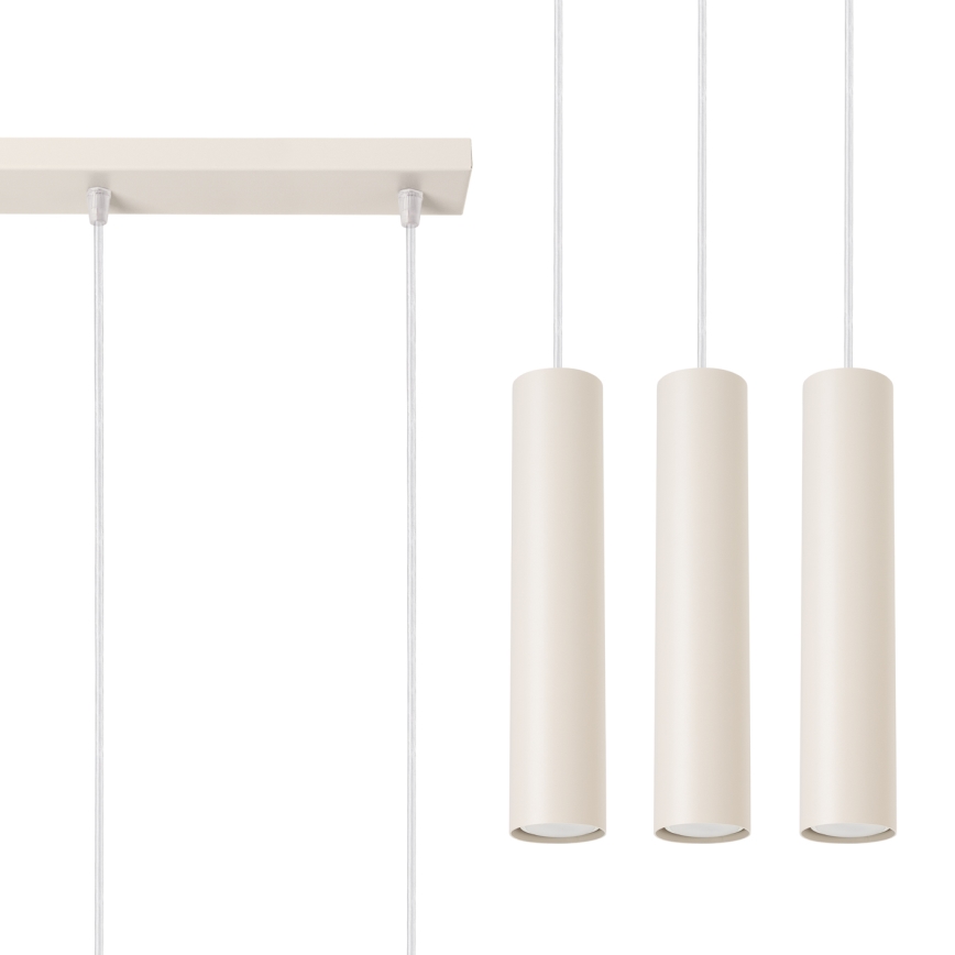 Lampadario a sospensione con filo LAGOS 3xGU10/10W/230V color crema