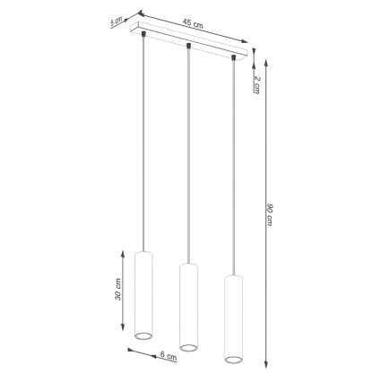 Lampadario a sospensione con filo LAGOS 3xGU10/10W/230V color crema