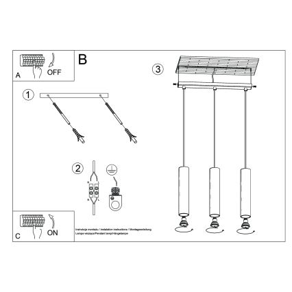 Lampadario a sospensione con filo LAGOS 3xGU10/10W/230V color crema