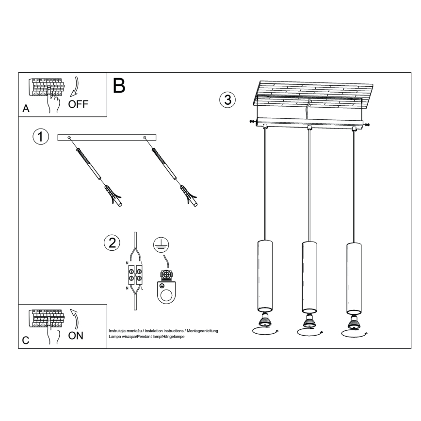 Lampadario a sospensione con filo LAGOS 3xGU10/10W/230V color crema