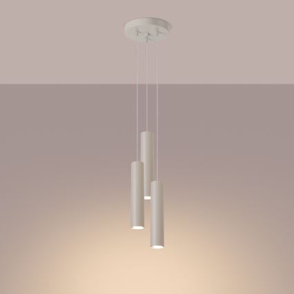 Lampadario a sospensione con filo LAGOS 3xGU10/10W/230V color crema