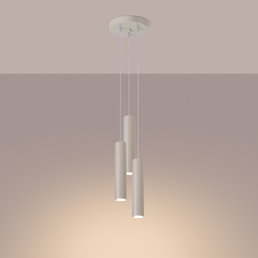 Lampadario a sospensione con filo LAGOS 3xGU10/10W/230V color crema