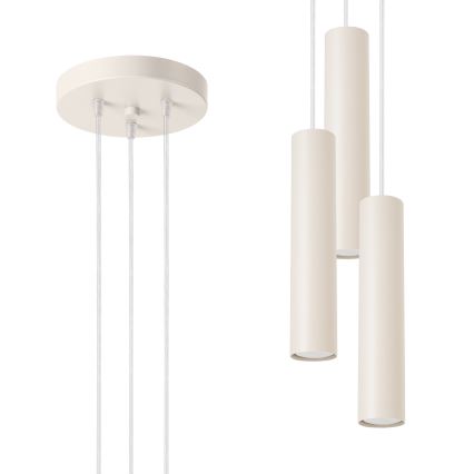 Lampadario a sospensione con filo LAGOS 3xGU10/10W/230V color crema