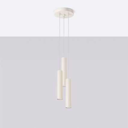 Lampadario a sospensione con filo LAGOS 3xGU10/10W/230V color crema
