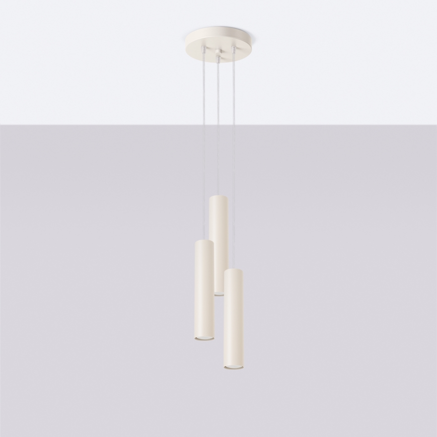 Lampadario a sospensione con filo LAGOS 3xGU10/10W/230V color crema