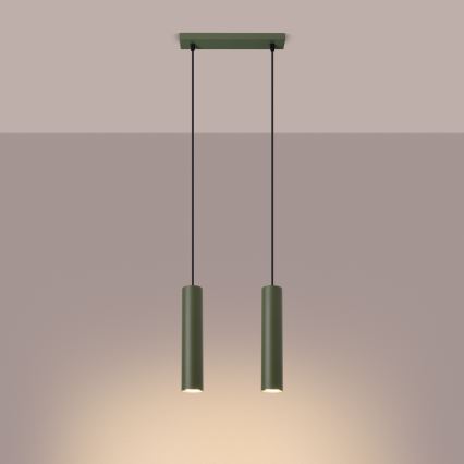 Lampadario a sospensione con filo LAGOS 2xGU10/10W/230V verde