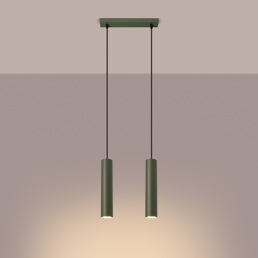 Lampadario a sospensione con filo LAGOS 2xGU10/10W/230V verde