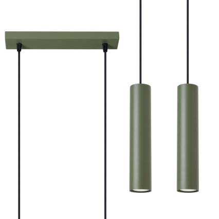 Lampadario a sospensione con filo LAGOS 2xGU10/10W/230V verde