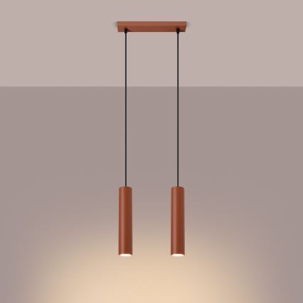 Lampadario a sospensione con filo LAGOS 2xGU10/10W/230V rosso