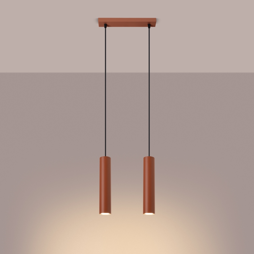 Lampadario a sospensione con filo LAGOS 2xGU10/10W/230V rosso