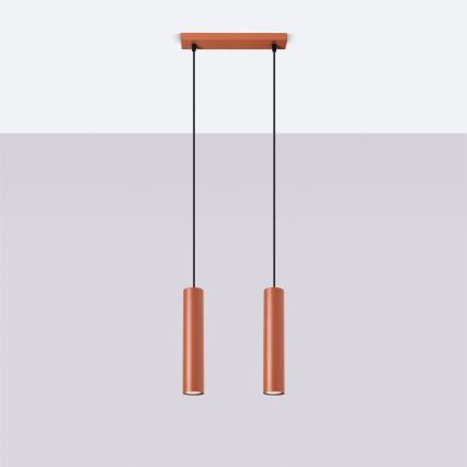 Lampadario a sospensione con filo LAGOS 2xGU10/10W/230V rosso