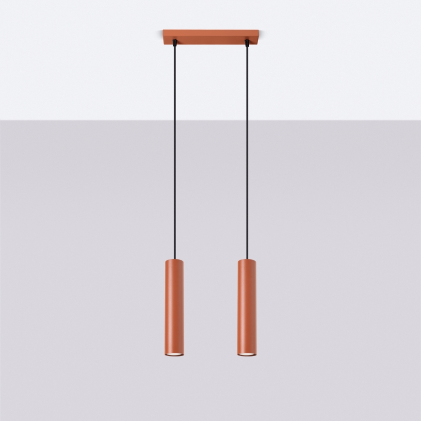 Lampadario a sospensione con filo LAGOS 2xGU10/10W/230V rosso