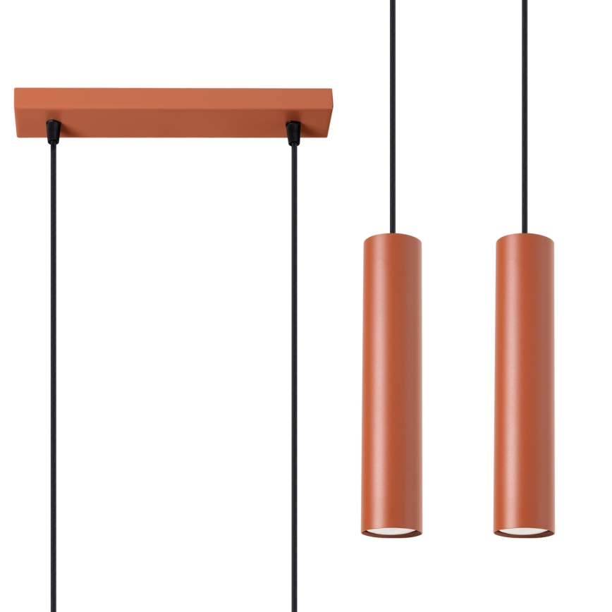 Lampadario a sospensione con filo LAGOS 2xGU10/10W/230V rosso