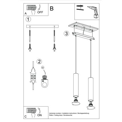 Lampadario a sospensione con filo LAGOS 2xGU10/10W/230V rosso
