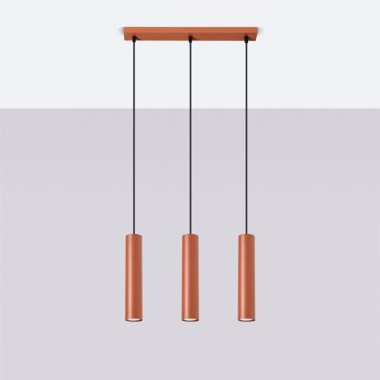 Lampadario a sospensione con filo LAGOS 3xGU10/10W/230V rosso