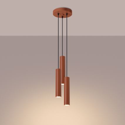 Lampadario a sospensione con filo LAGOS 3xGU10/10W/230V rosso