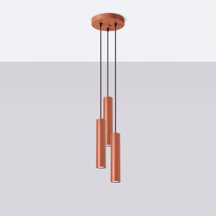 Lampadario a sospensione con filo LAGOS 3xGU10/10W/230V rosso