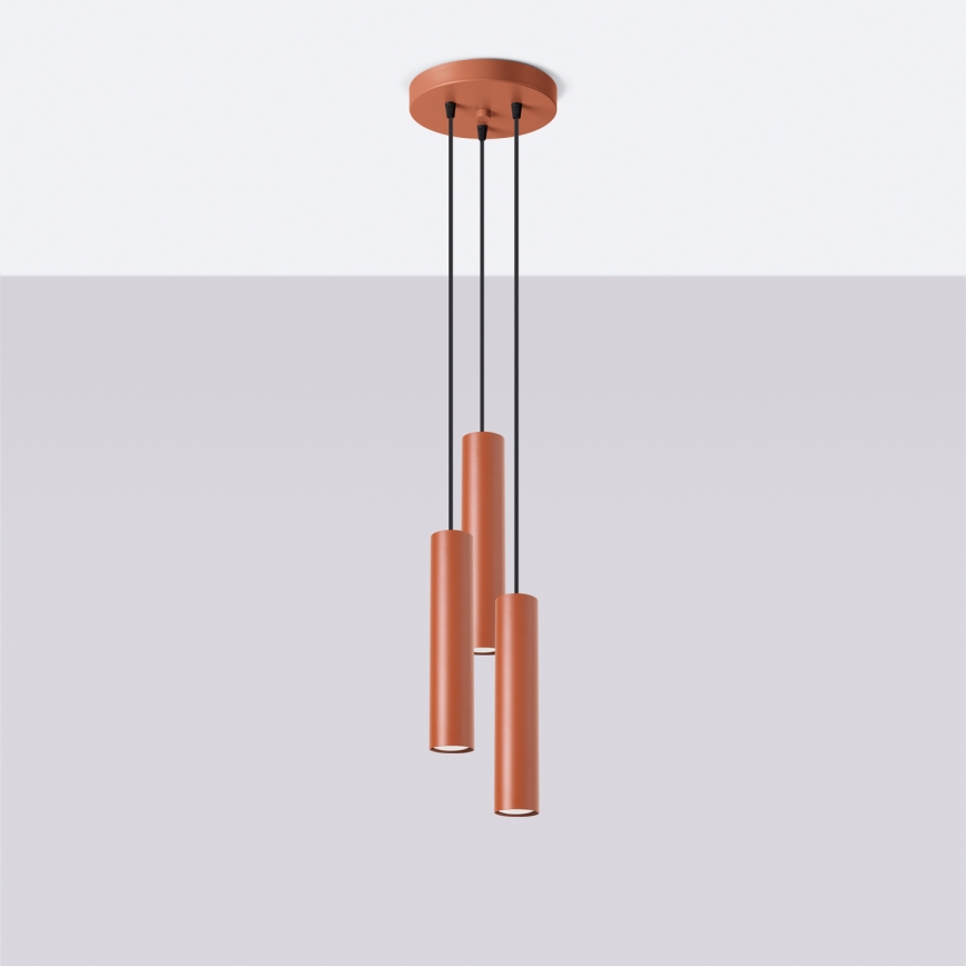 Lampadario a sospensione con filo LAGOS 3xGU10/10W/230V rosso