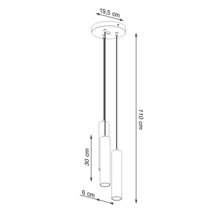 Lampadario a sospensione con filo LAGOS 3xGU10/10W/230V rosso