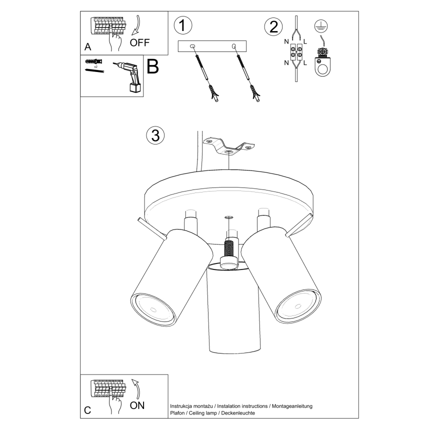 Faretto RING 3xGU10/10W/230V color crema