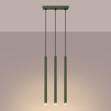 Lampadario a sospensione con filo PASTELO 3xG9/8W/230V verde