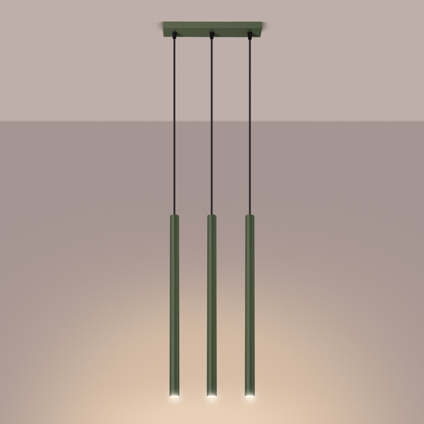 Lampadario a sospensione con filo PASTELO 3xG9/8W/230V verde