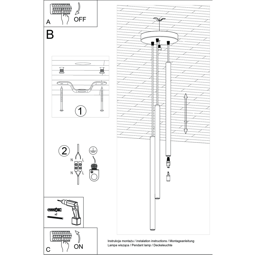 Lampadario a sospensione con filo PASTELO 3xG9/8W/230V verde