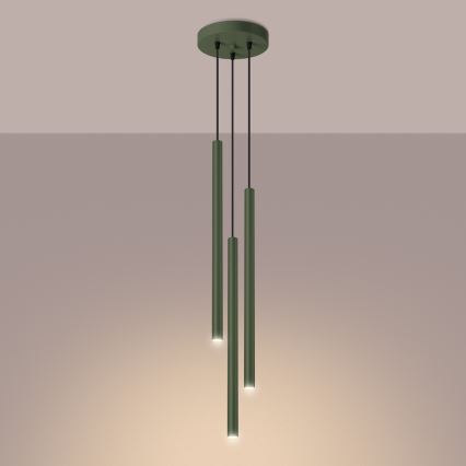 Lampadario a sospensione con filo PASTELO 3xG9/8W/230V verde