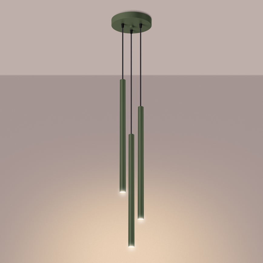 Lampadario a sospensione con filo PASTELO 3xG9/8W/230V verde