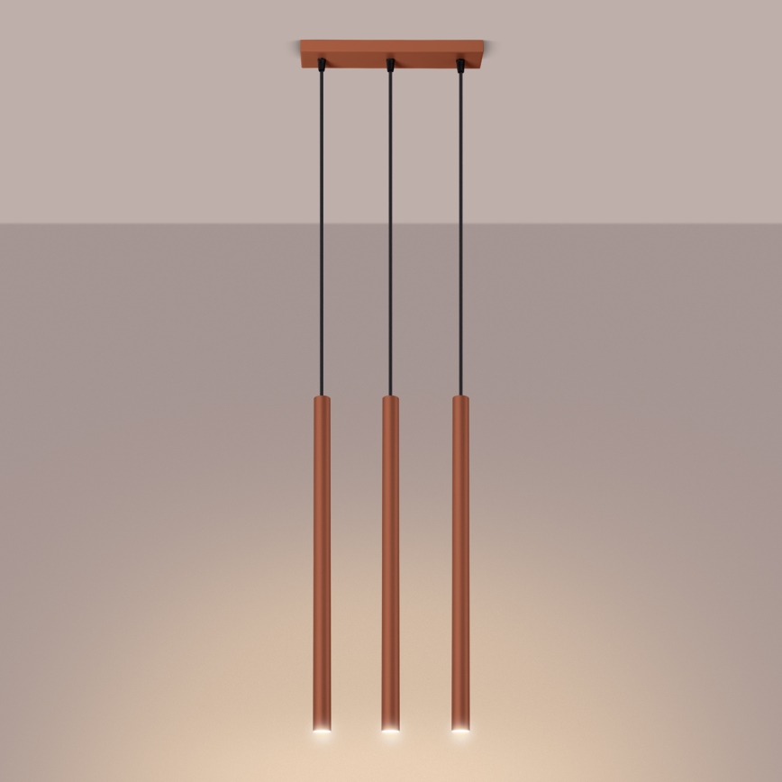 Lampadario a sospensione con filo PASTELO 3xG9/8W/230V rosso