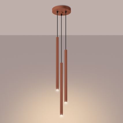 Lampadario a sospensione con filo PASTELO 3xG9/8W/230V rosso