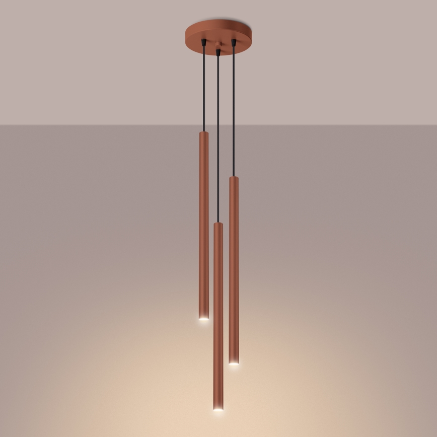 Lampadario a sospensione con filo PASTELO 3xG9/8W/230V rosso