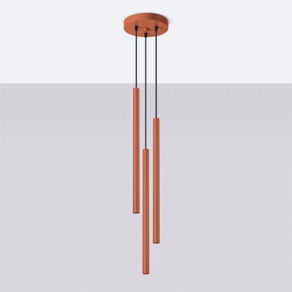Lampadario a sospensione con filo PASTELO 3xG9/8W/230V rosso