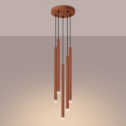 Lampadario a sospensione con filo PASTELO 5xG9/8W/230V rosso