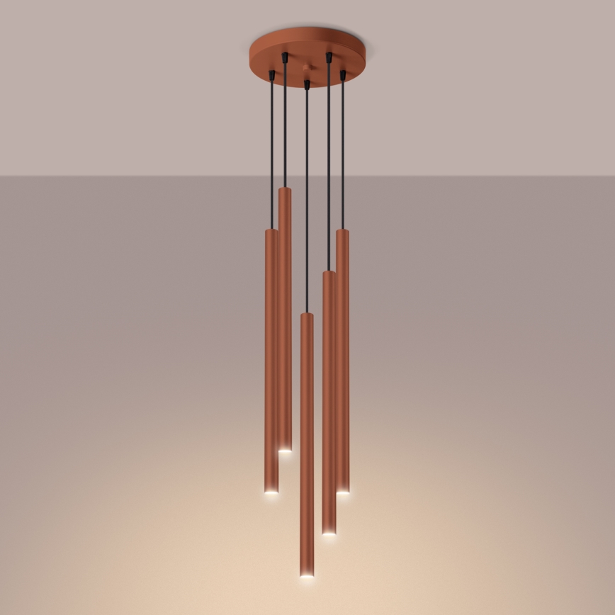 Lampadario a sospensione con filo PASTELO 5xG9/8W/230V rosso