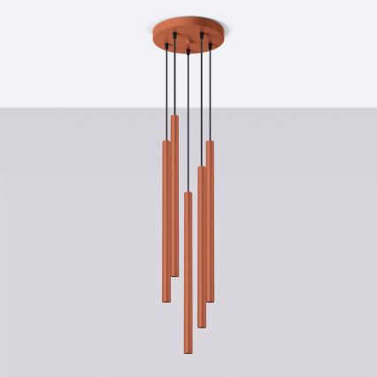 Lampadario a sospensione con filo PASTELO 5xG9/8W/230V rosso