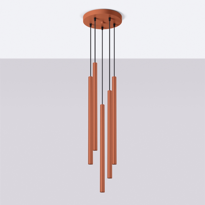 Lampadario a sospensione con filo PASTELO 5xG9/8W/230V rosso